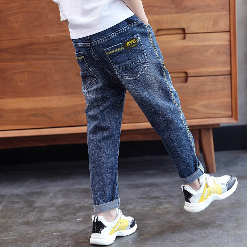 IENENS Boy Jeans Kids Slim Denim Pants Spring Blue Teen Trousers 4 To 10 Years Old Child Clothes