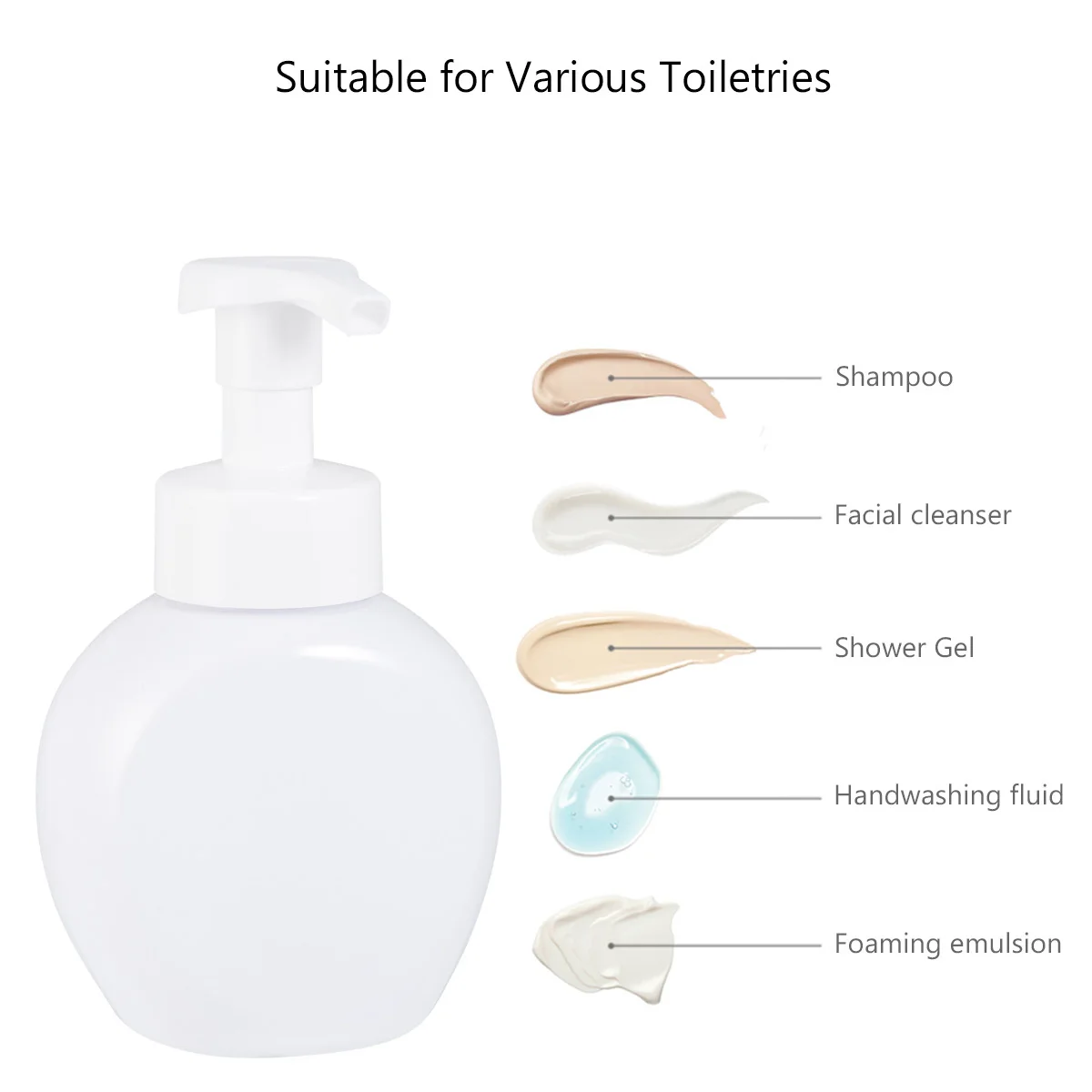 

2Pcs Portable Foaming Mousse Bottle Dispenser White Durable Plastic Pump for Travel Shampoo Body Wash 300ml Foaming Bottle