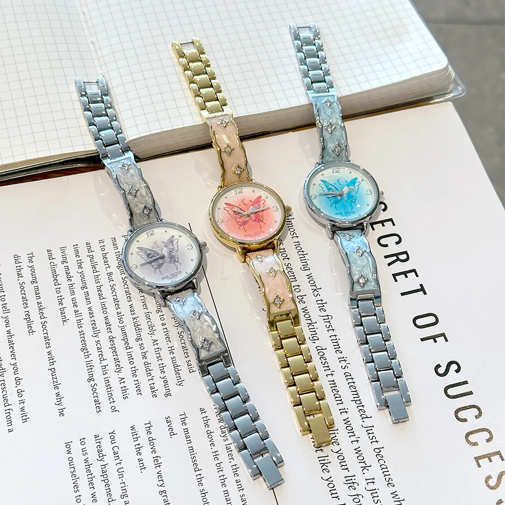 ساعة يد نسائية بسوار، ساعة يد بمزاج حالم رمادي، ساعة كوارتز فاخرة خفيفة، ساعة يد كوارتز عصرية.