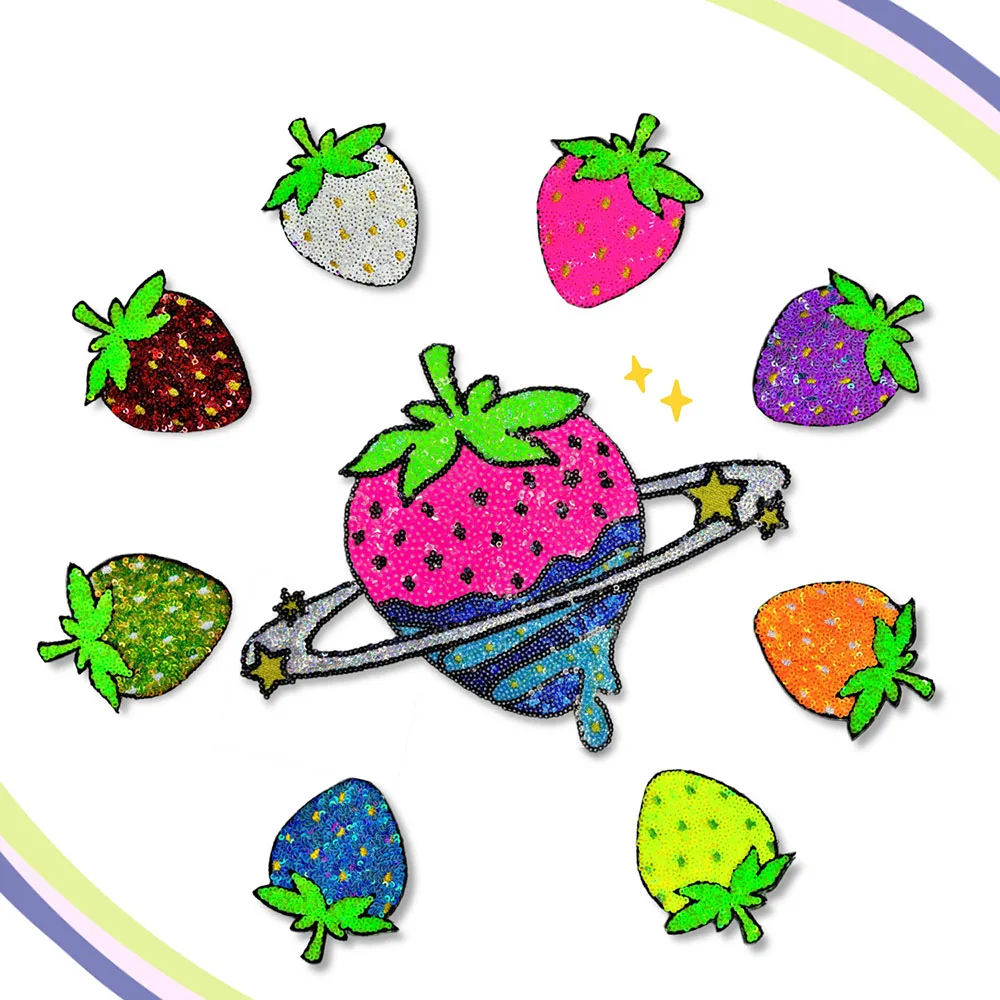 

Цельный модный клубничный парч с блестками для костюма, платья, утюг на нашивке для одежды