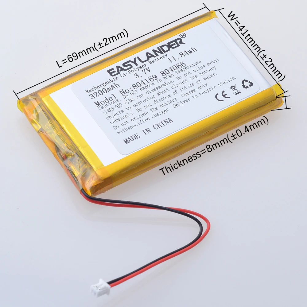 Lithium Polymer Battery 3.7V 3200mAh 804169 Compatible 804066 for Open Source Console R36S Game Machine Replacement Batteries