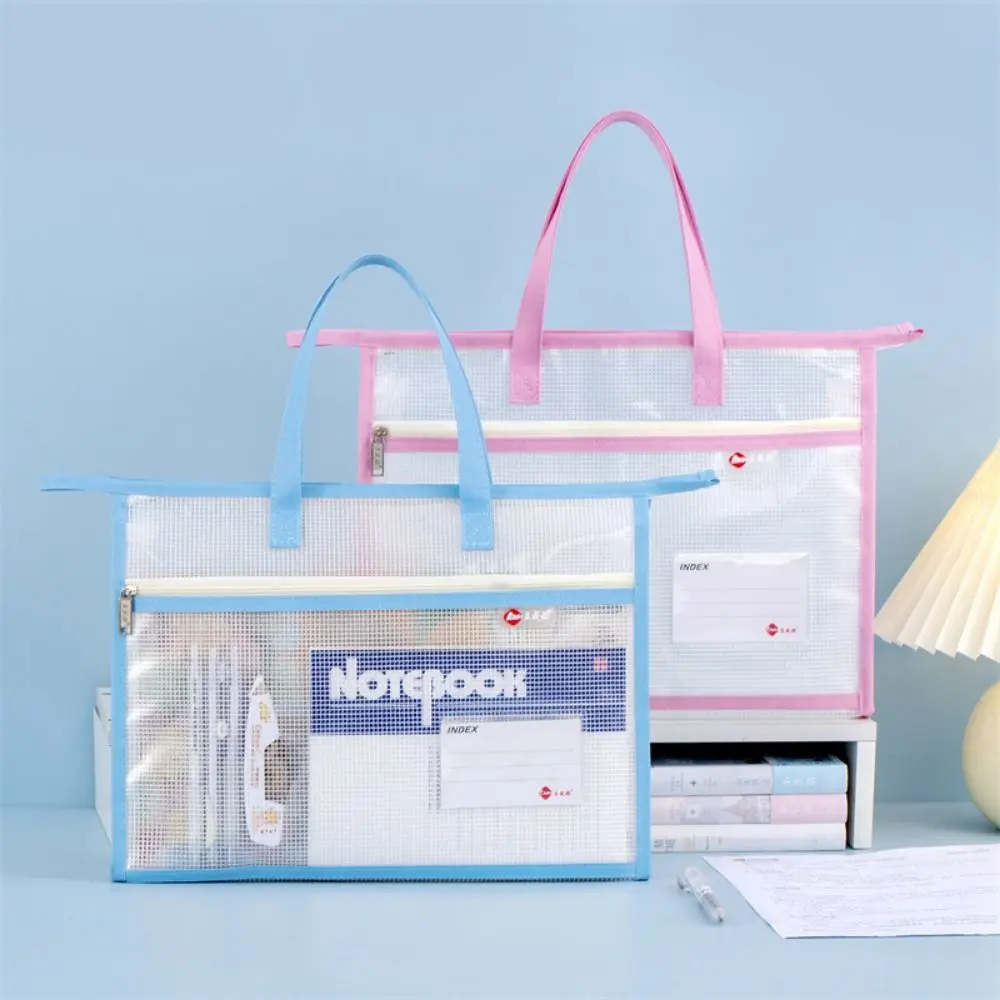Clear A3/A4 File Storage Bag Thickened Waterproof Data Document Bag with Handle Large Capacity Art Portfolio Case