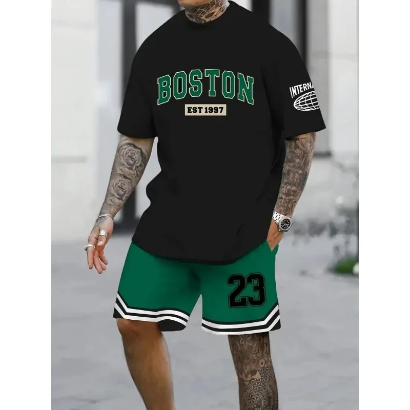 

Summer New Men's Sports Set Short Sleeve T-shirt Set Casual Set Sports 3D Printed Street Wear Shorts 2-piece Set Men's Soft