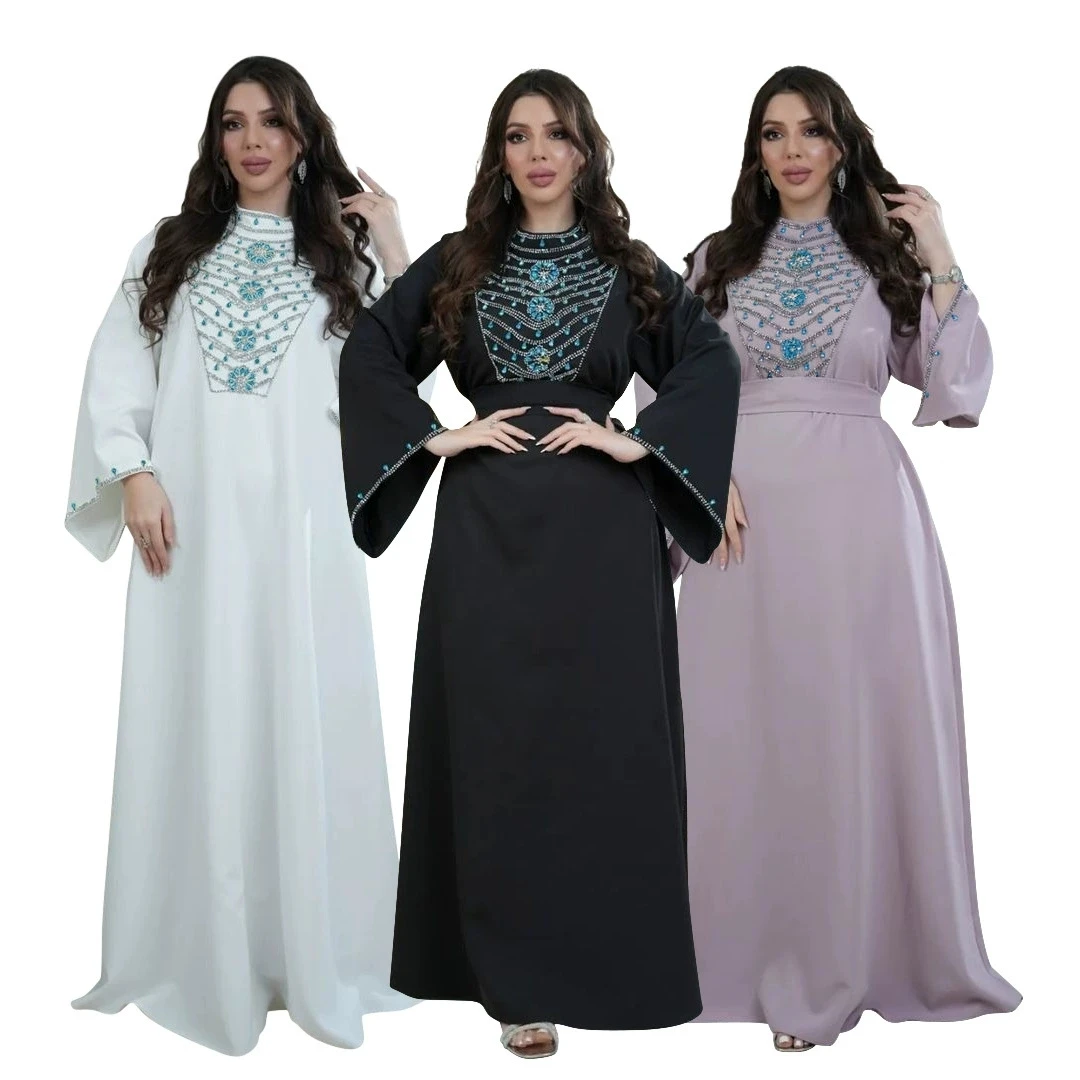 

Diamond Women's Dress Turkiye dignified gown elegant fashion dress Arab Muslim dress Abaya long sleeve Islamic dress