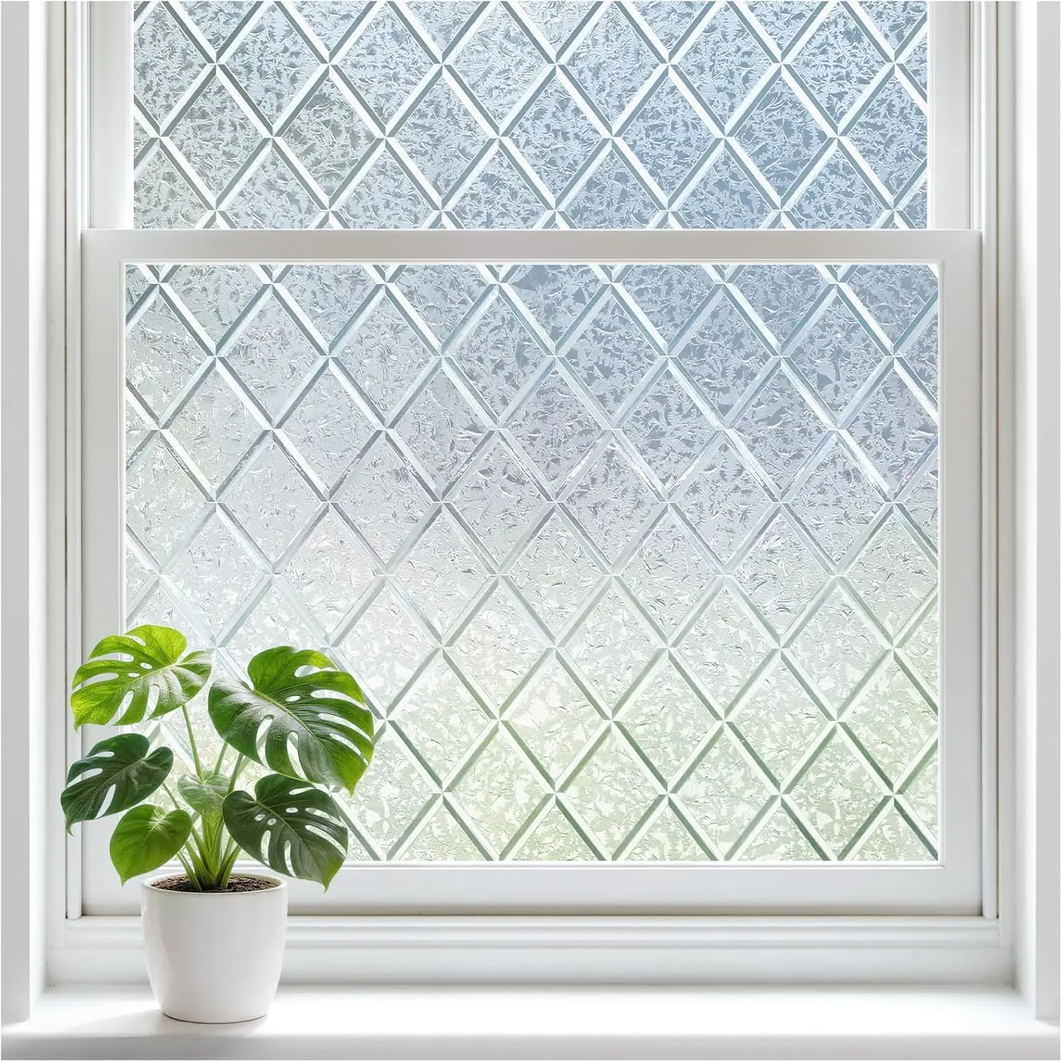 

Decorative Window Privacy Film, Frosted Glass Cling, Sun Blocking & Heat Blocker, Non-Adhesive Static Cling, Clear, 35.4" x 157.4"
