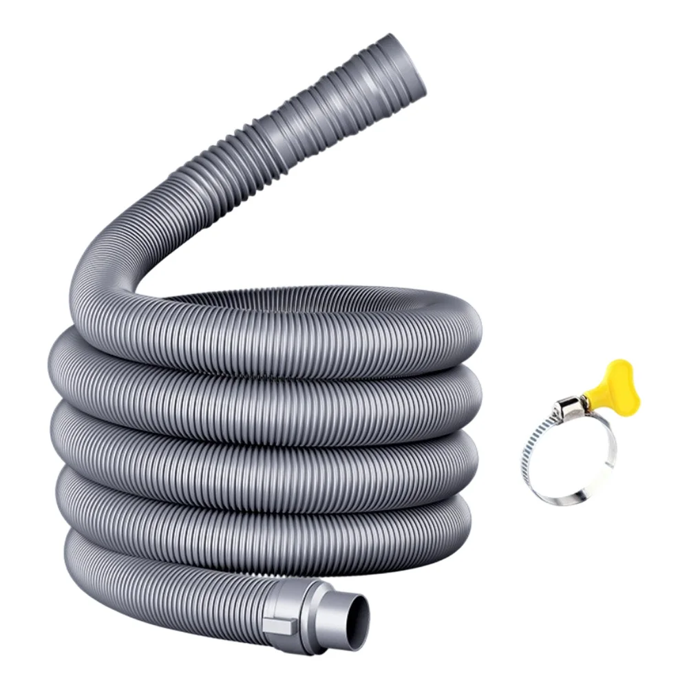 

Leak Resistant Flexible PVC Hose for Washing Machine Water Drainage with Clamp for Secure Connection and Length Adjustability
