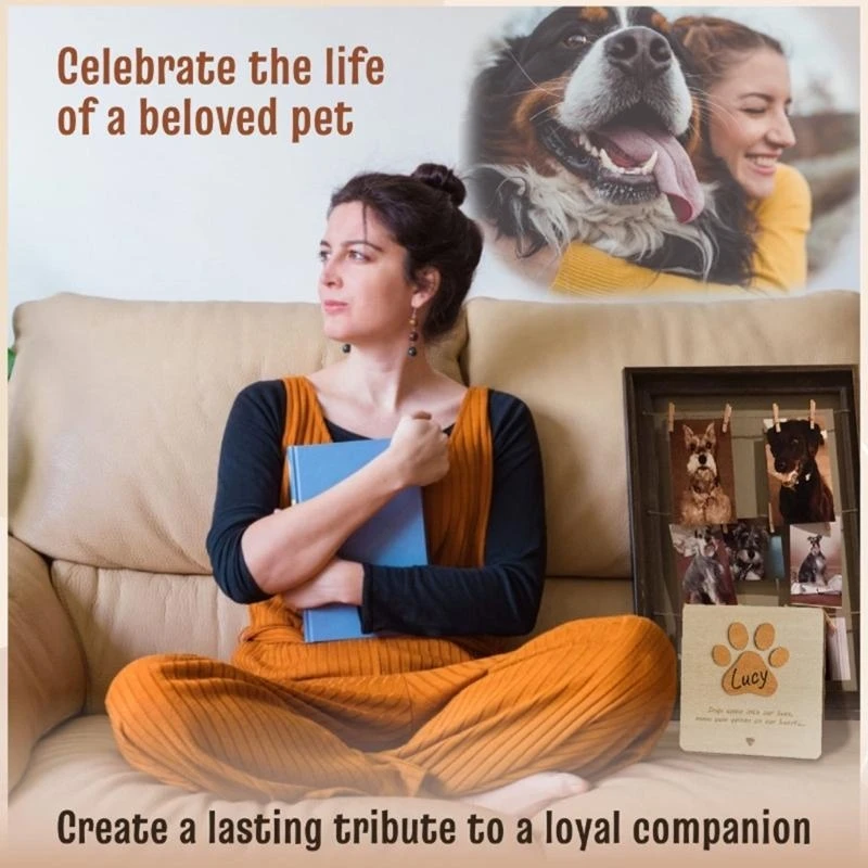 الحيوانات الأليفة التذكارية كلب جرو الحلي الخشبية للديكورات الداخلية والخارجية ذكرى الديكورات بطاقة سطح المكتب الفناء الخلفي #4