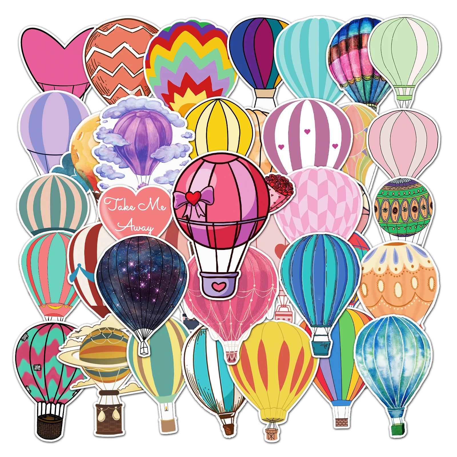 

50pc Hot air balloon series Cartoon Cute Graffiti Stickers Suitcase Laptop Guitar Skateboard Personalized Decoration Stickers