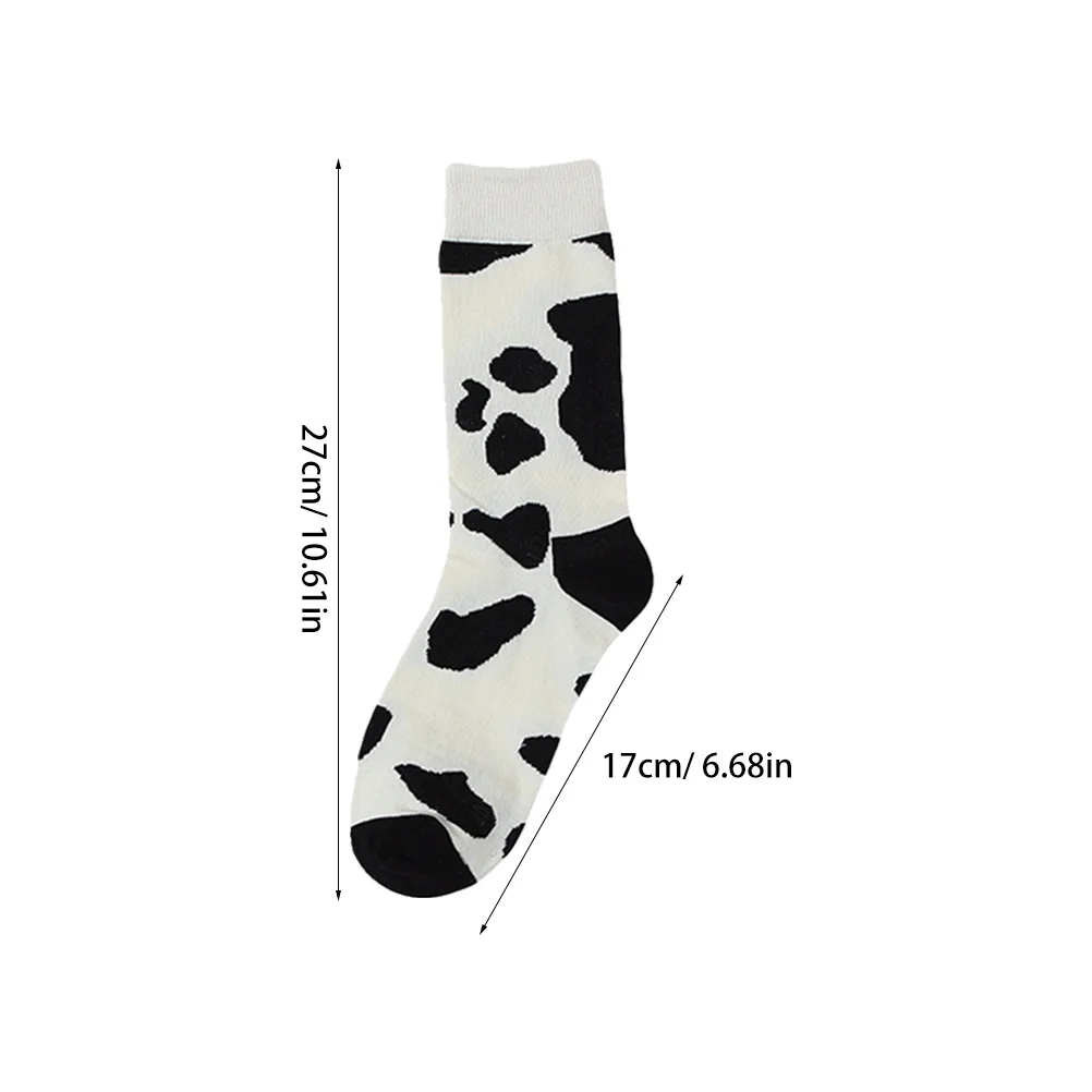 2pcs Women'S Cow Pattern Socks High Tube Warm Thick Cotton Casual Winter Stockings Comfortable Durable Fashionable Girl Socks