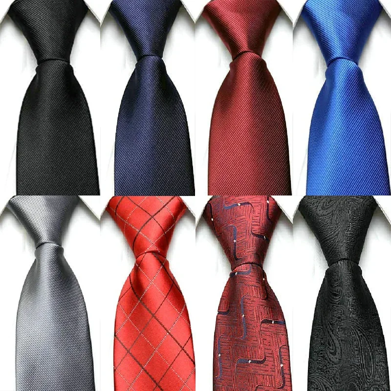 48*8cm Formal Dress Tie for Man Neckties Classic Striped Neckwear Cravat Choker Business Dress Meeting Interview Wedding Red