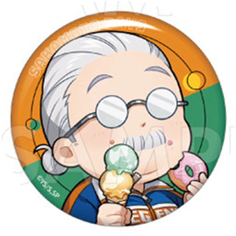 58mm Anime SAKAMOTO DAYS Deizu Seba Natsuki Kashima Nagumo‌ Shishiba Cosplay COSTUME Badge Pin SPTE Tinplate Brooch﻿ Prop Gift