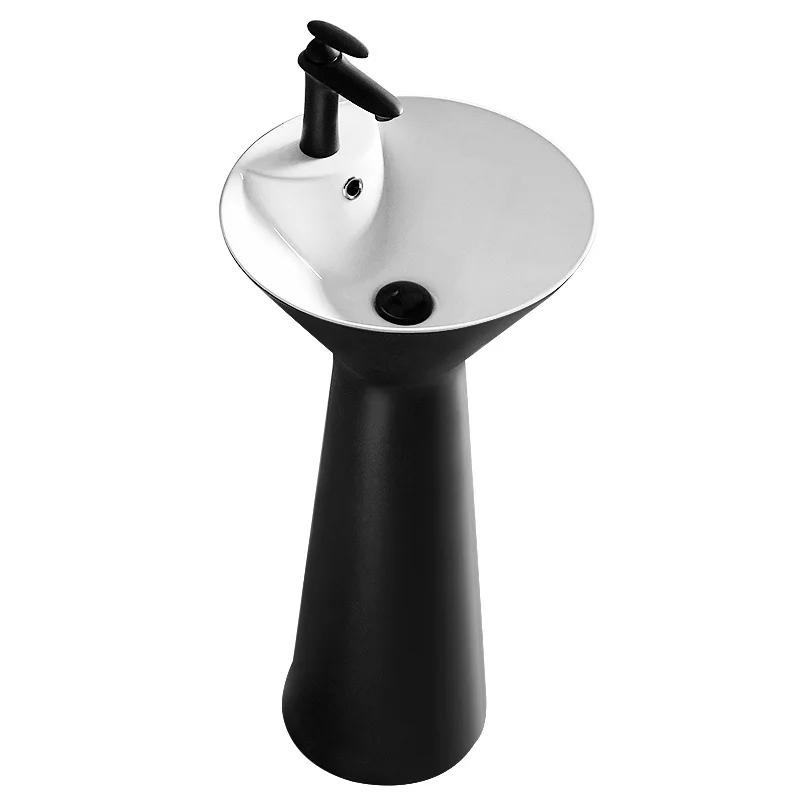 

Column basin Ceramic household bathroom Vertical washbasin, integrated floor-to-ceiling round basin