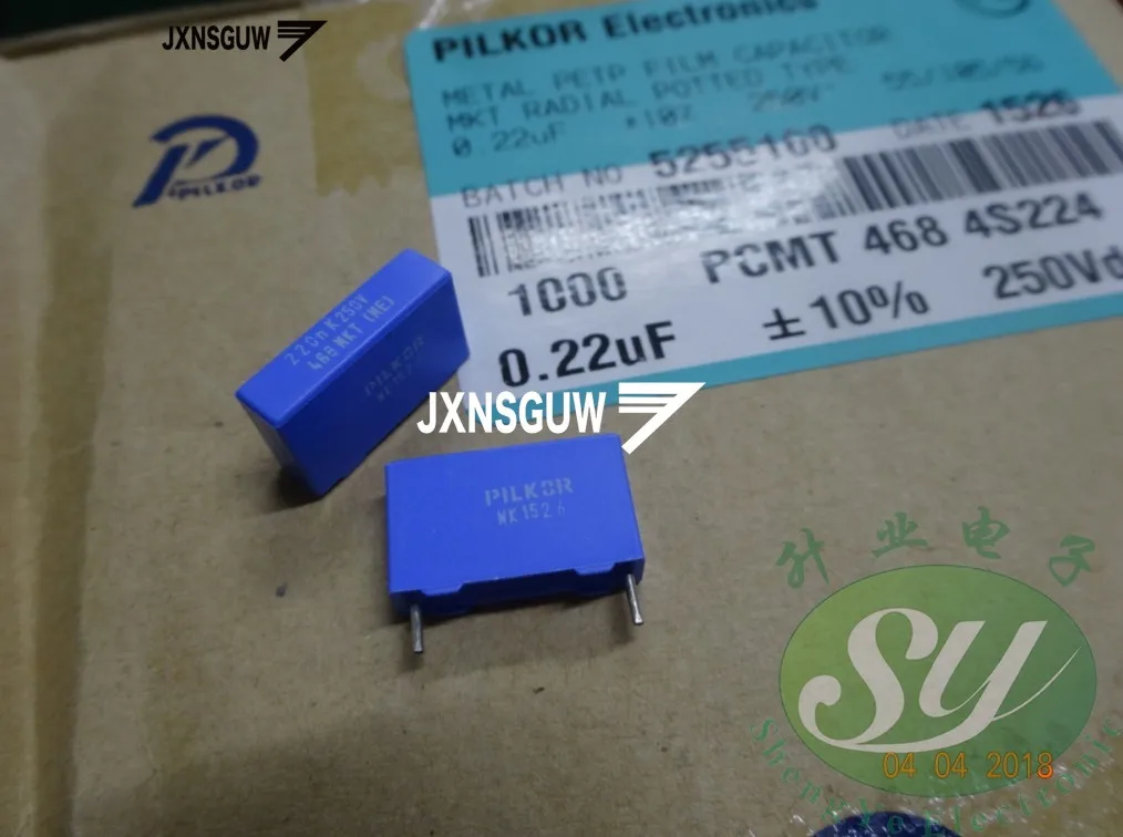 50PCS Original PILKOR MKT468 224/250V P15MM film audio coupling capacitor MKT 468 0.22uf/250v 220nf u22 224 250vdc