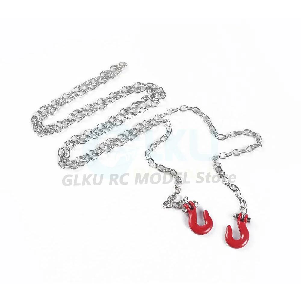1 sztuk metalowy hak łańcuchowy symulacyjny dla 1/10 samochód wspinaczkowy terenowy RC4WD D90 CC01 Axial SCX10 części dekoracyjne łańcucha przyczepy