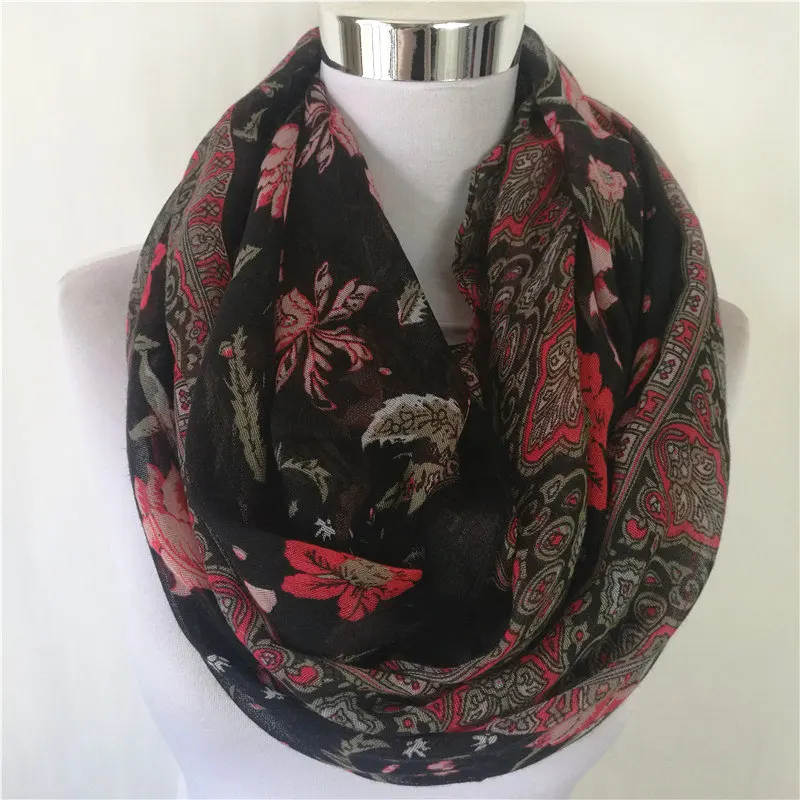 Free shipping floral infinity scarf bufandas invierno mujer echarpe hiver femme chaude foulard musulmane pour femme long scarf