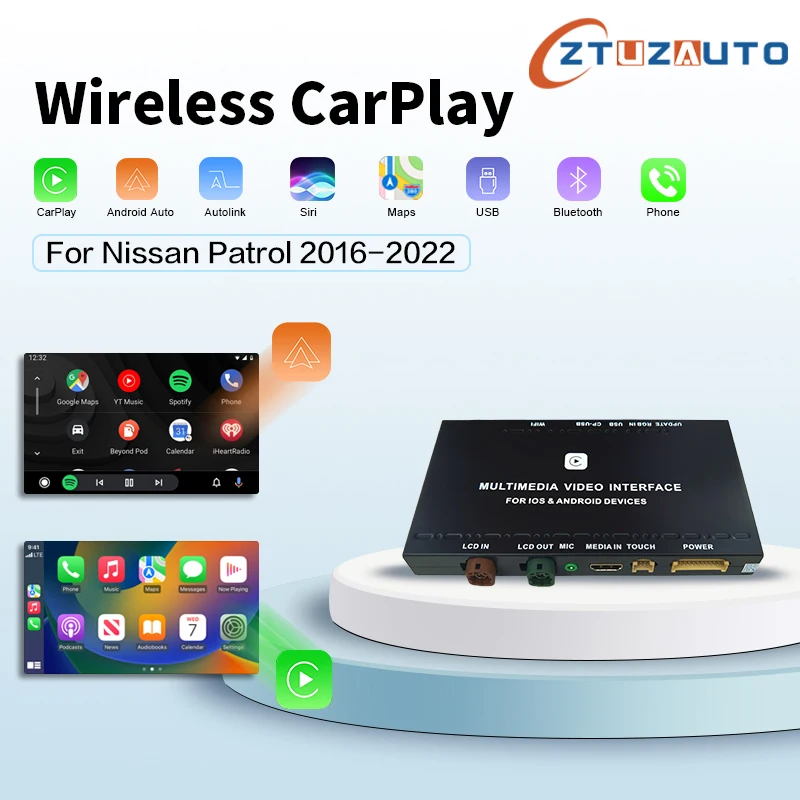 Wireless CarPlay Android Auto for Nissan Patrol Y62 Mirror Support Aftermarket Camera CarPlay Upgrade Retrofit multimedia module