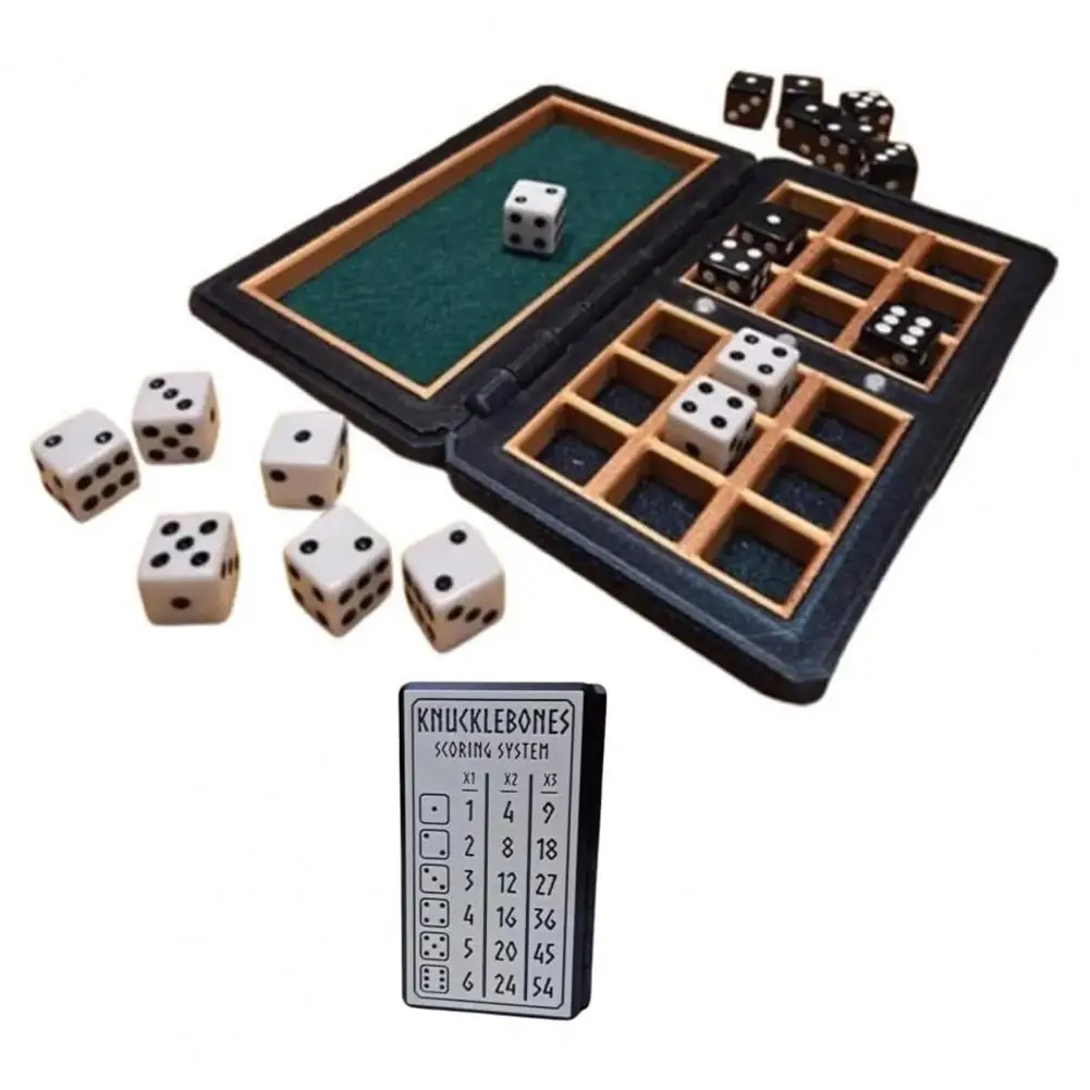 Portable Dice Board Game Wooden Knucklebones Dice Board Game for 2 Players Strategy Toy for Family Party Game Night Mini Table