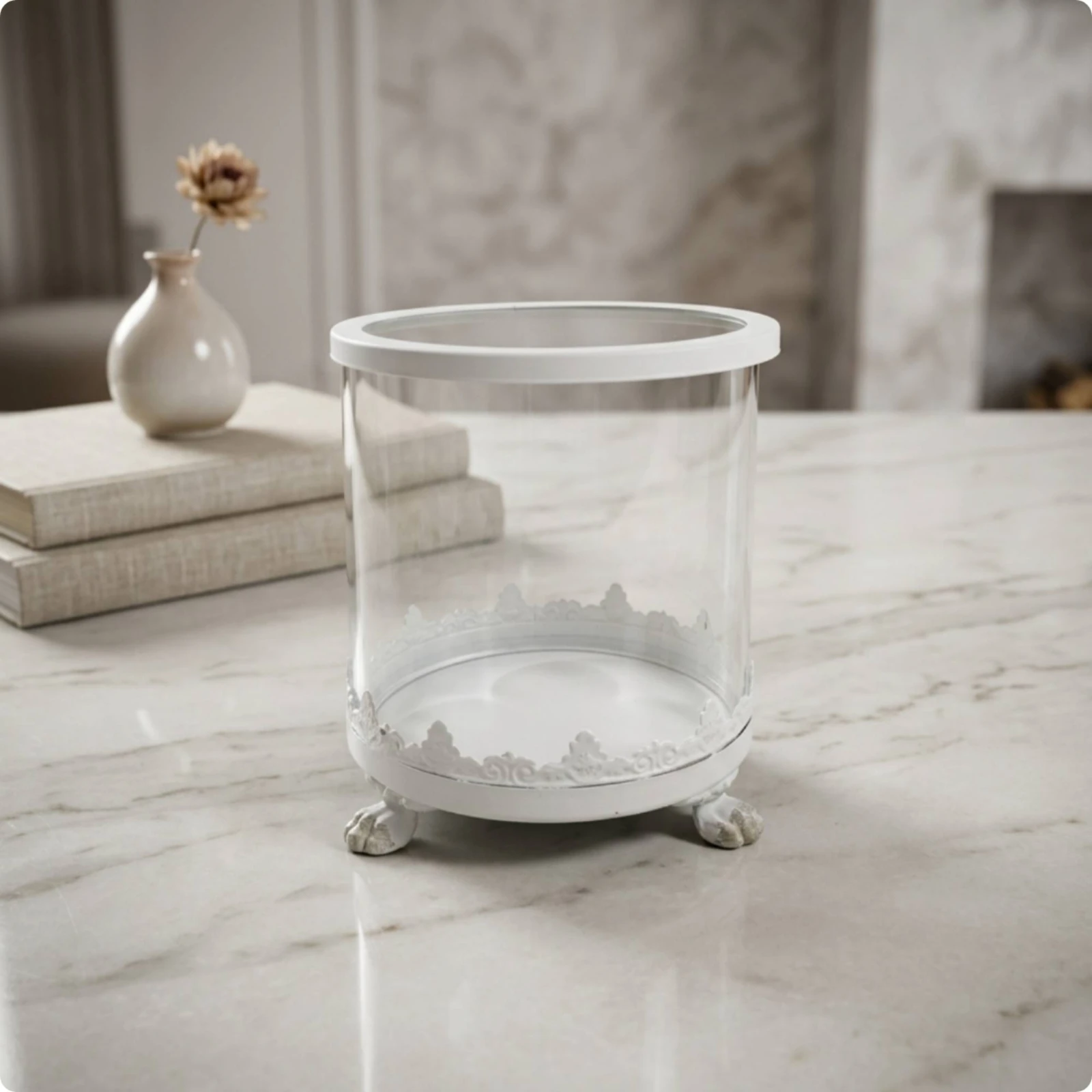 2 Pieces Glass Candle Cup Decorative Metal Base Candle Holder Glass Tealight Holder Elegant Table Accent for Vanity