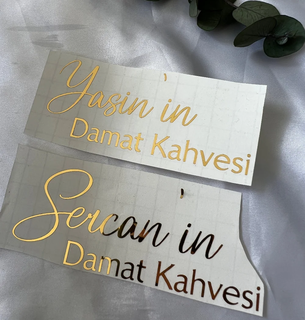 Naklejki winylowe Spersonalizowana naklejka Nazwa Damat Kahvesi Propozycja druhny Prezenty Dekoracja weselna Naklejki na flet szampana