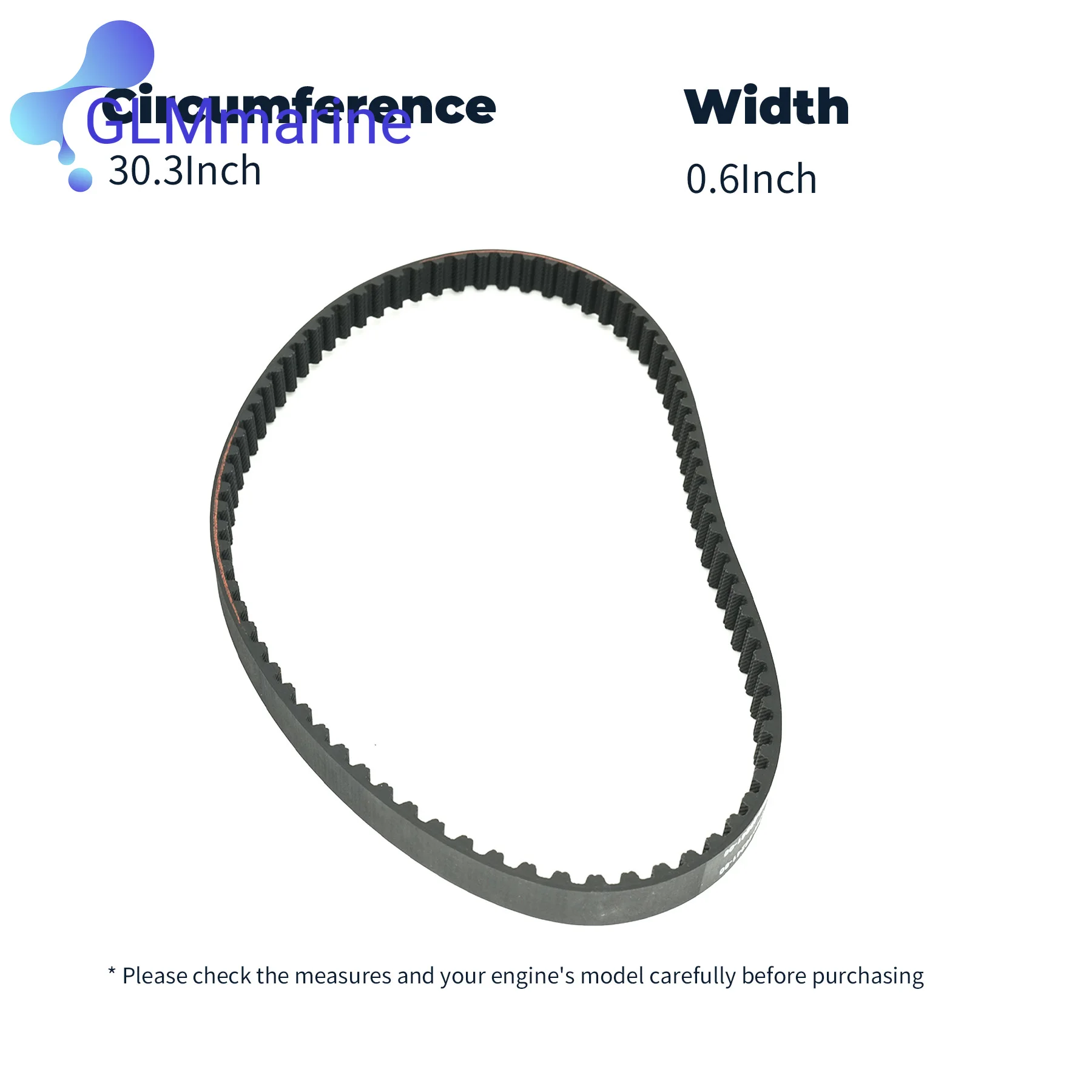 65W-46241-00 Timing Belt Compatible with Yamaha Marine 4 Stroke 25 30 40 HP Outboard Models Replaces 8M0151040 Sierra 18-15135 view 2