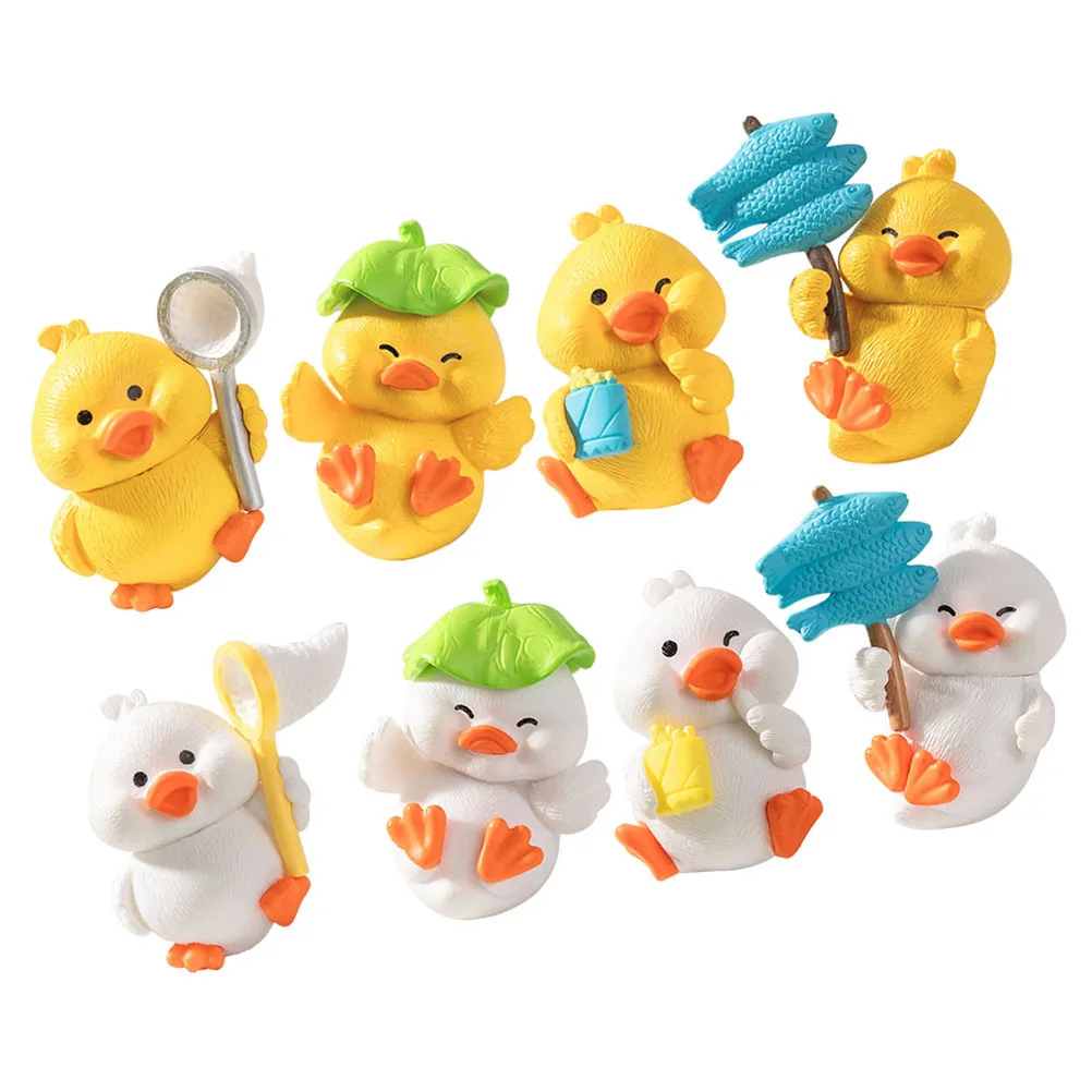 8 Stück Mini-Harz-Enten, kleine niedliche kleine Tier-Dekoration für Garten, Landschaft, Mikro-Moos, Sukkulenten, Mini-Garten-Desktop-Ornament