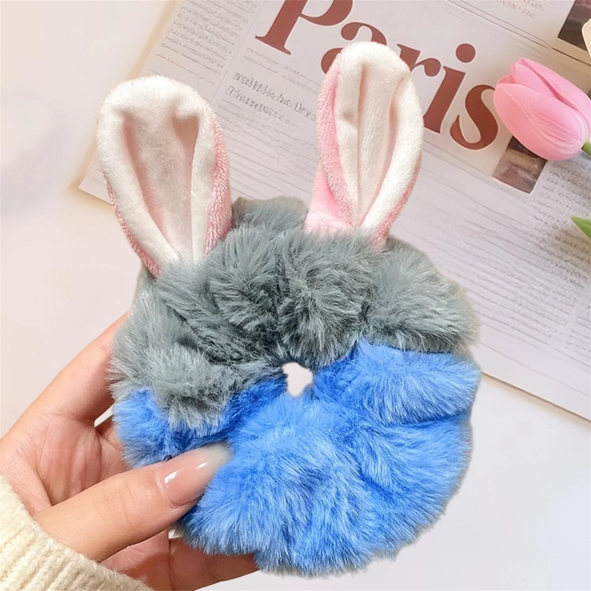 イースターバニー耳ヘッドバンド女の子女性用ぬいぐるみヘアタイバンドコスプレ衣装アクセサリーポニーテールホルダー
