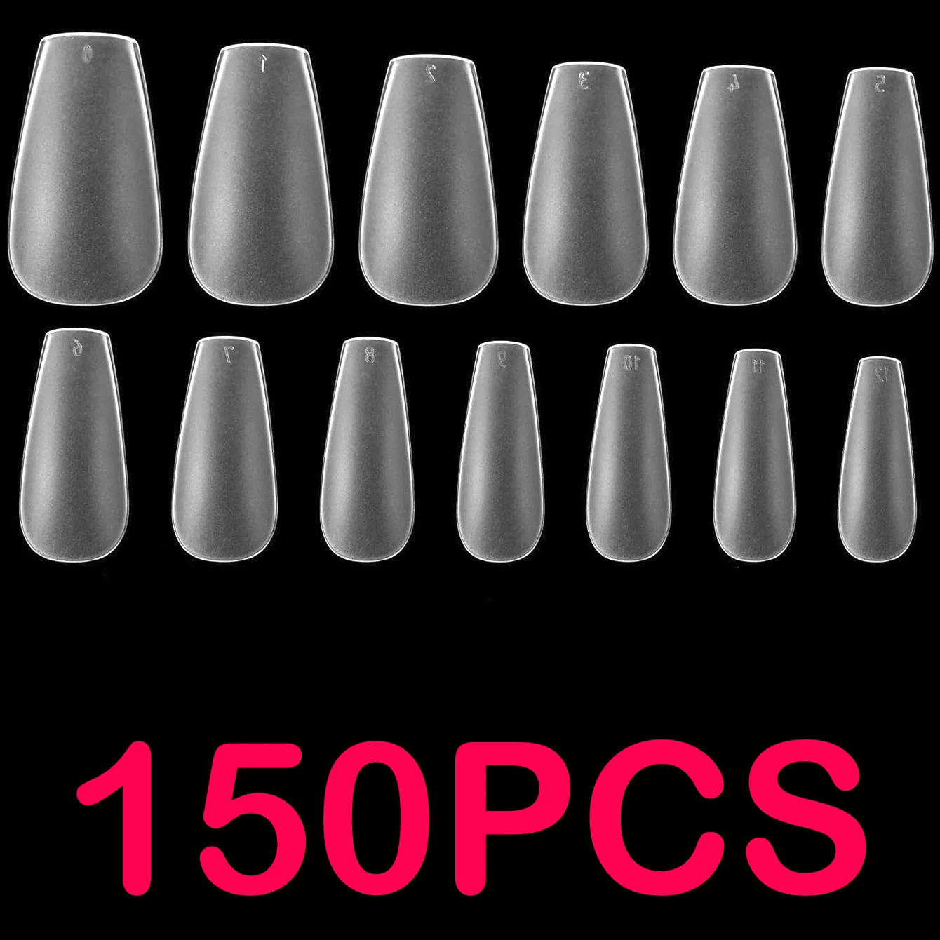 Faux ongles longs en forme de cercueil, pointes d'ongles en gel souple, couverture complète, non fourrées, pointes en gel préformées, acrylique transparent, mise à niveau, 150 pièces, 256