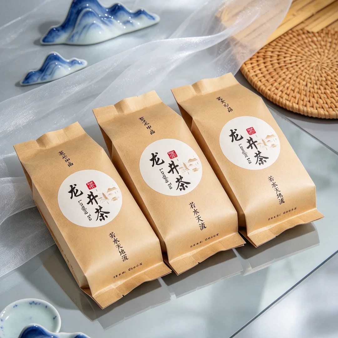 Window Self Sealing Stand Up Bag Longjing Tea Set Zipper Bags Green Chinese Tea Recyclable Sealing No Gift Packaging Size