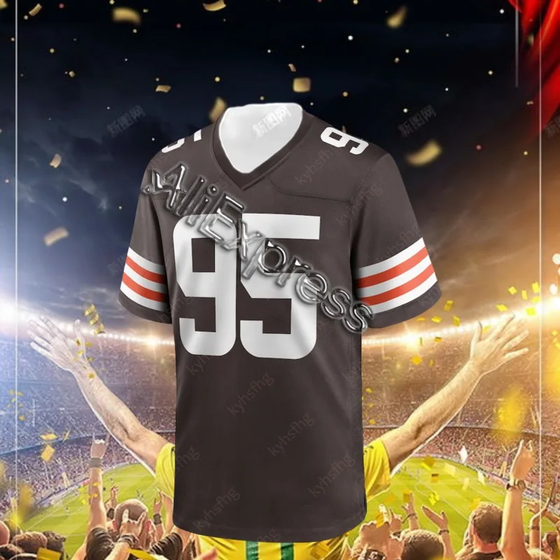 25 Summer Adult Cleveland American Football Jersey Rugby Jersey Sportswear Training Jersey Browns Garrett Number 95 T-shirt