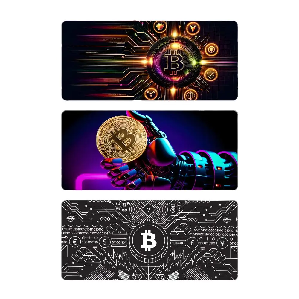 currency digital B-Bitcoin Mouse Pad Mousepad Large Gaming LockEdge Thickened PC Table Desk Mat
