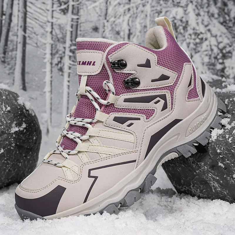 

High Top Plush Warm Hiking Shoes for Women Winter Boots Waterproof Outdoor Mountain Climbing Boots Women Fashion Ankle Boots
