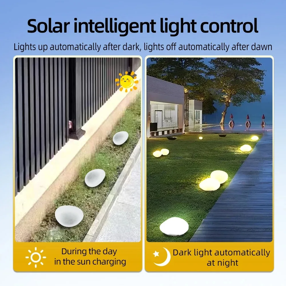 Solar lawn Lamp Outdoor Solar Pebble Rock Waterproof Garden Cobblestone Glowing Stone Landscape Lights For Street Path Decor