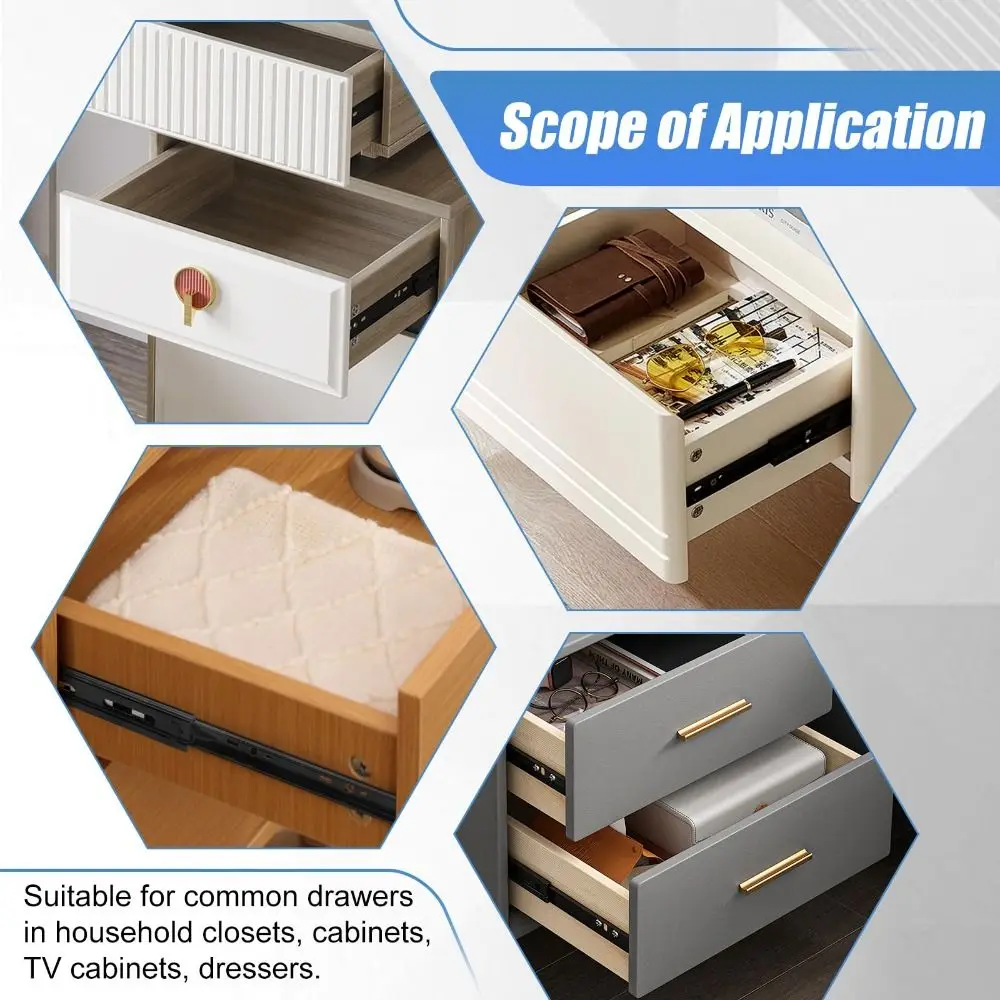 Black Drawer Slides Smooth Operation Easy Installation Dresser Runners Heavy Duty Steel Full Extension Rails Kitchen