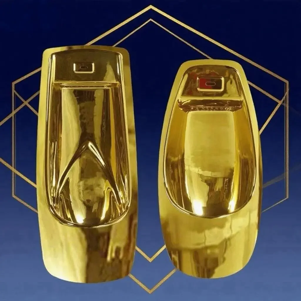 

Hotel KTV Clubhouse, Villa Golden Urinal Gold Plated Urinal Automatic Intelligent Induction Flush Men's Toilet
