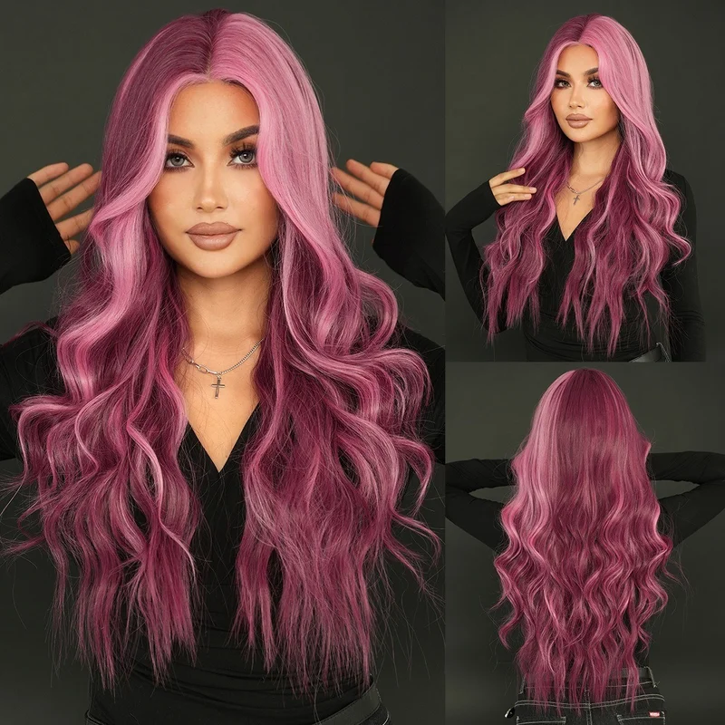 Small lace parting braid wig with full head cover starry purple highlighted wig