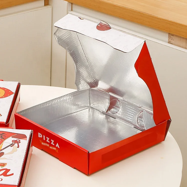 Minimum Order 500pcs Personalized Printing Custom Size Color Aluminum Coated Carton Food Grade Pizza Box 
