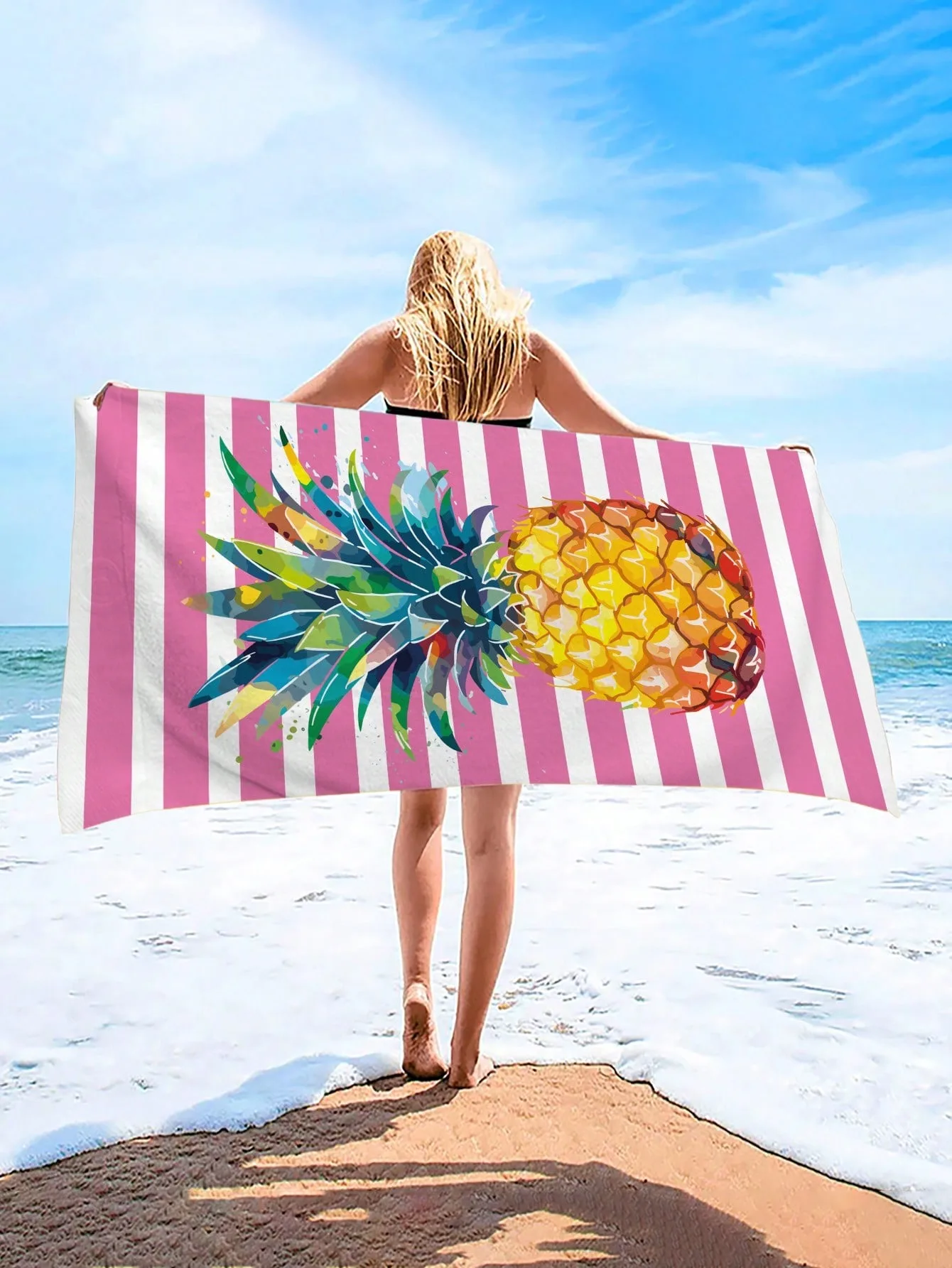 

Красочное впитывающее пляжное полотенце из микрофибры с ананасом, очень большое одеяло, дорожный бассейн, дайвинг, серфинг, йога, кемпинг, пляжный аксессуар