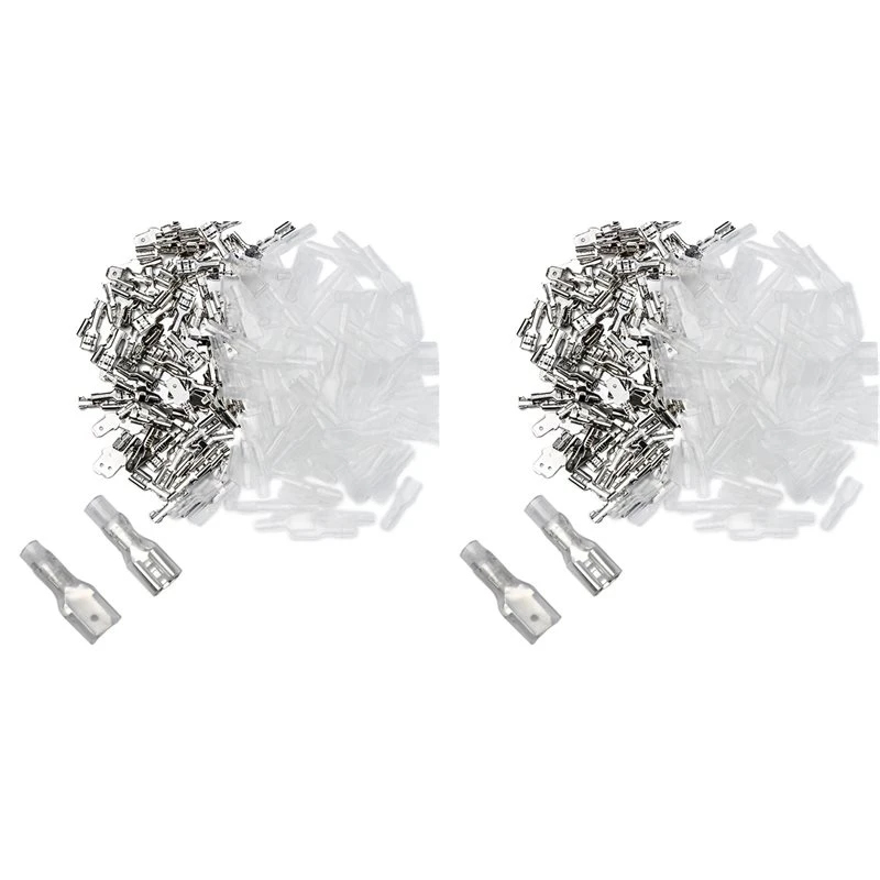 400PCS Male/Female Spade Crimp Terminals Electrical Insulating Sleeve Wire Wrap Connector, 4.8MM-ABHG