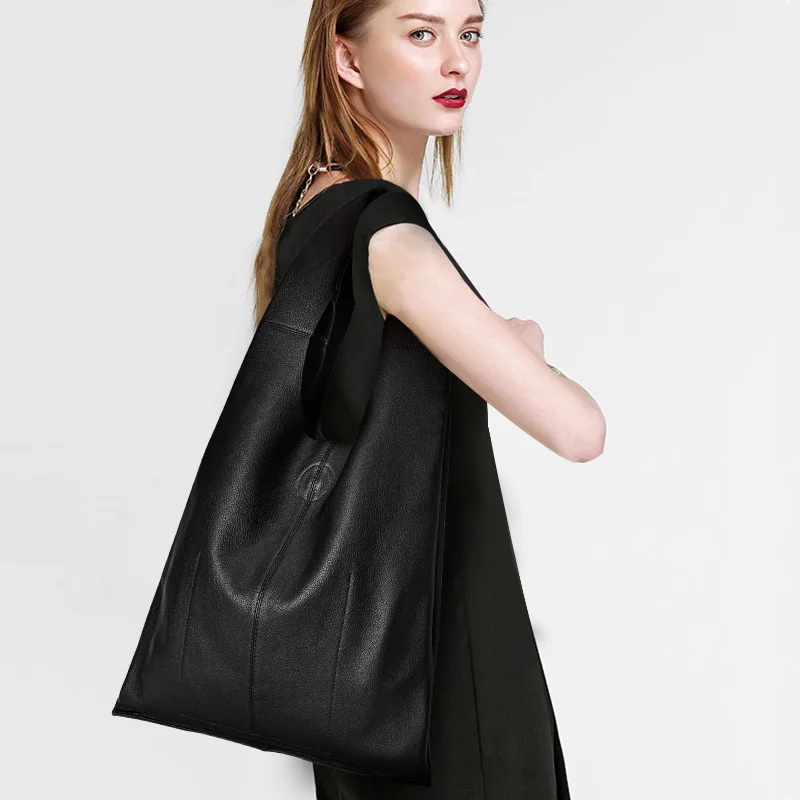 Aidrani Top Layer Leather Women Triangle Tote Bag, Large Capacity Soft Hobo Bag, Multi-Pocket Portable Purse for Work Daily