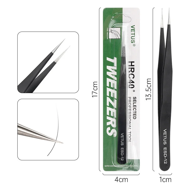 1 Pc Eyelash Stainless Steel Black Tweezer 3D Volume Lash Tweezer High Precision Anti-Static Tweezers Eyelash Extension Tools