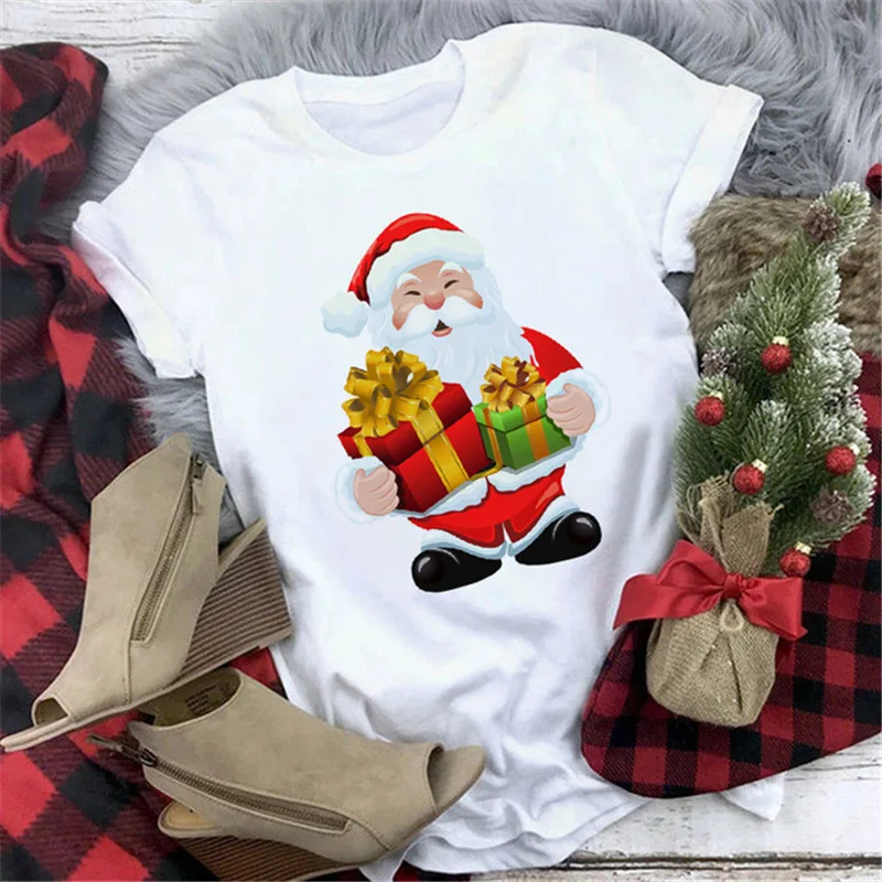 Fashion Fashion Cartoon Santa Claus Design Sense T-shirt Men and Women Short-sleeved New T-shirt Graphic T Shirts  Tops