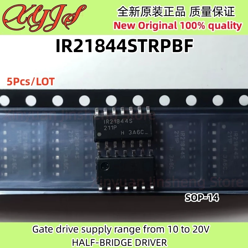 5Pcs IR21844STRPBF IR21844S SOP-14 IR21844SPBF IR21844STR IR21844 HALF-BRIDGE DRIVER Gate drive supply range from 10 to 20V New