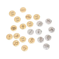 50pcs Gold/Rose Gold Stainless Steel Blank Stamping Dog Tags Round Charm Pendants Custom with Any Words 6mm/8mm/10mm