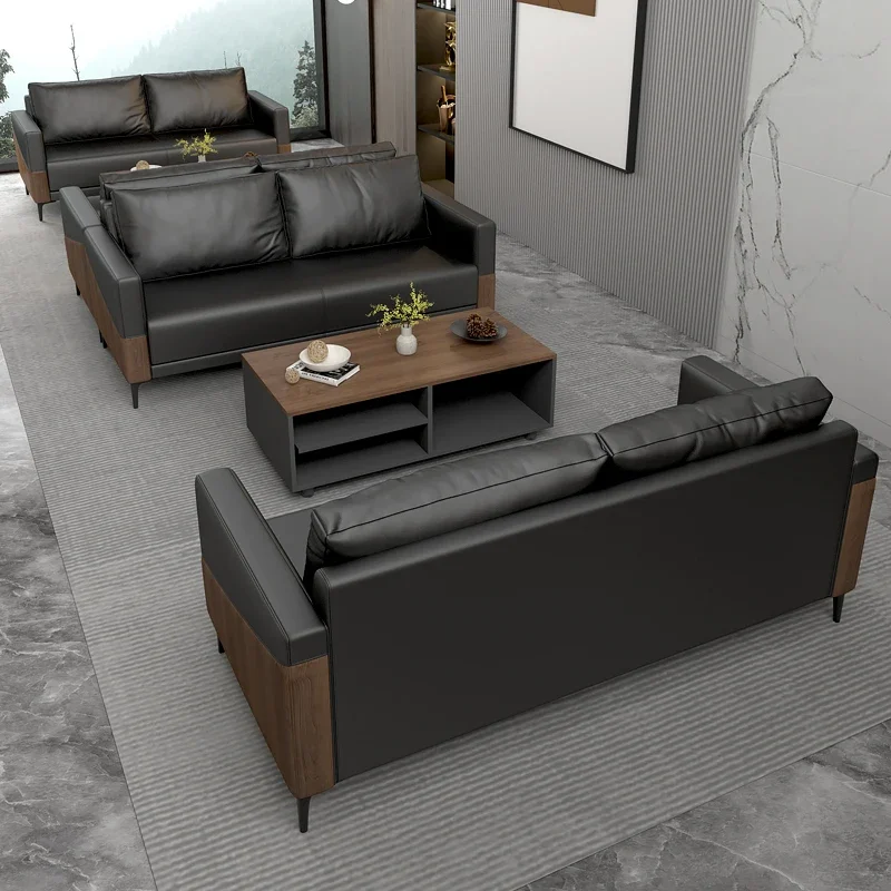 أريكة مكتب رئيس بسيطة الرجعية غرفة استقبال الأعمال مكتب صالة منطقة طاولة القهوة مجموعة ثلاثة أشخاص #4