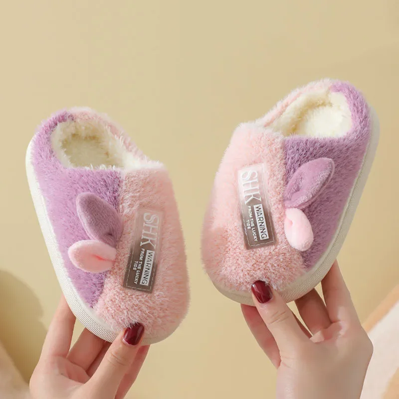 Fashion Winter Warm Toddler Kids Slippers Boys and Girls Indoor Non-slip Watertight Cotton Shoes Teens Children's Cotton Shoes