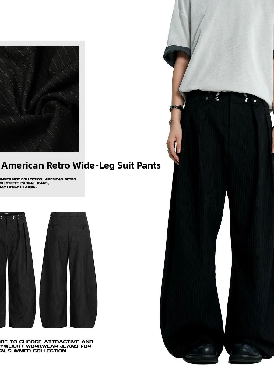 

Брюки в полоску American Sle Bla для мужчин и женщин, драпировка с 3D принтом для похудения, повседневные широкие длинные брюки, молодежная повседневная одежда