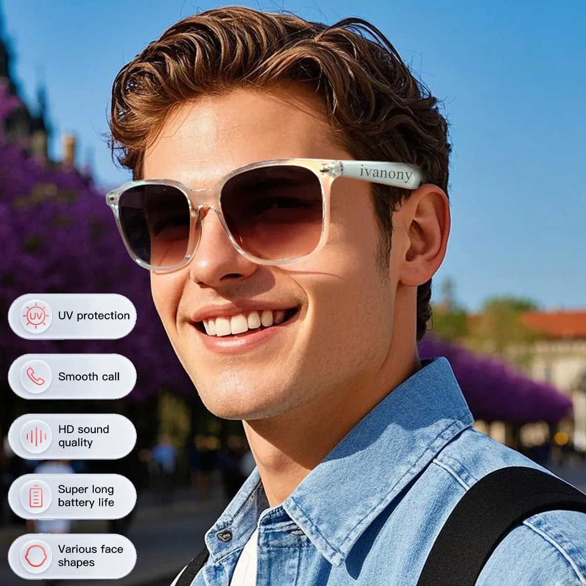 

Fashion Smart Sunglasses AI Translation Map Navigation Voice Assistant Bluetooth Call Play Music Smart Translate Man Glasses