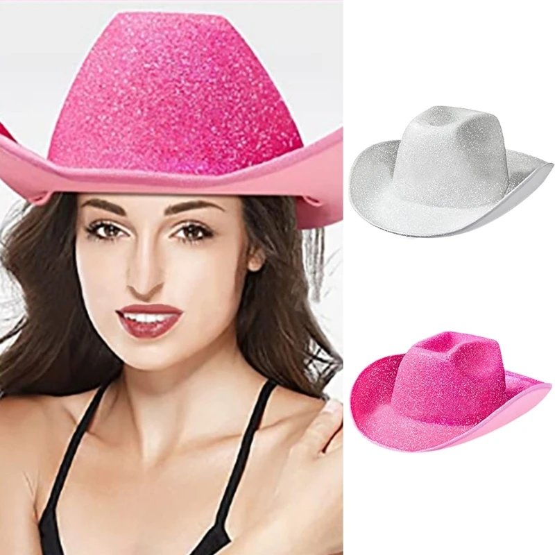 Cowboy Hat with Sequins Surface Glitter Rave Cowgirl Hat 58cm/23