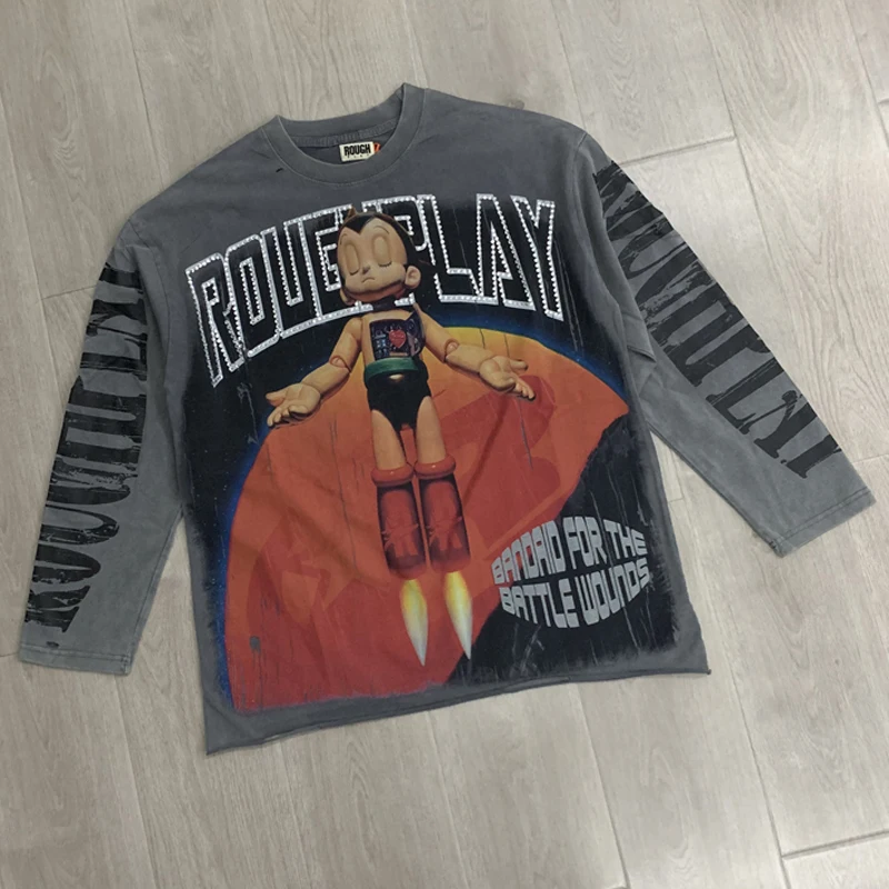 26SS New High Quality Street Lashion Hip Hop Rough Long Sleeved Fall Men's Women's Loose Casual T-Shirt view 2