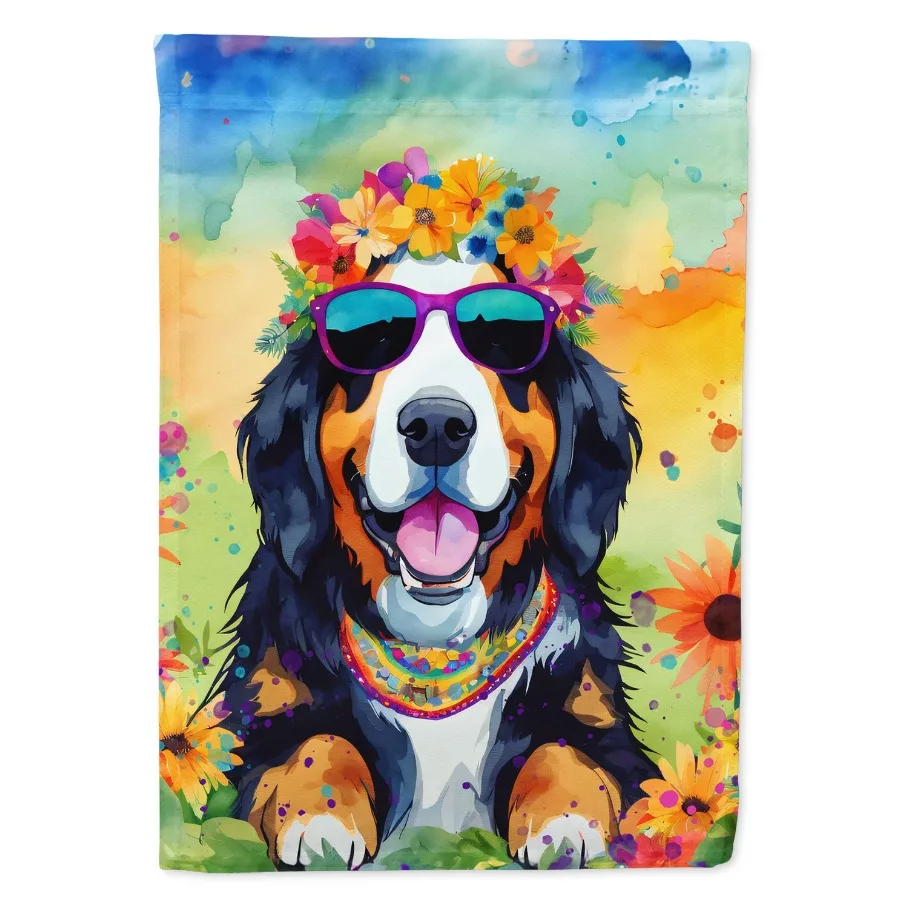 

Bernese Mountain Dog Hippie Dawg Garden Flag Mailbox Flag Drative Yard Flag Banner Outside Patio Artwork Yard Flower Beds Garde